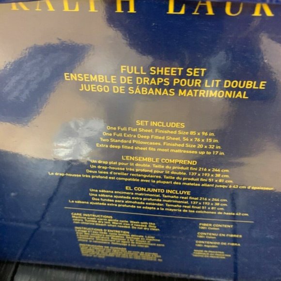 Polo Ralph Lauren FULL SIZE Sheet Set Chambray Light Blue Denim Color Bedding - Picture 7 of 11